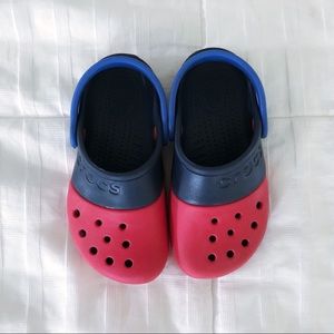 Kids Crocs Electro II Red Blue Slip On Clogs Size C11